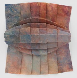 24. Curved pleat unit. Encaustic on thick unryu paper.