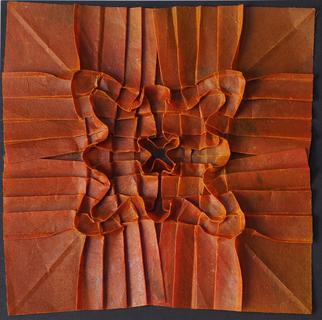 Flowering pleats 3. Encaustic on kozo paper, folding.