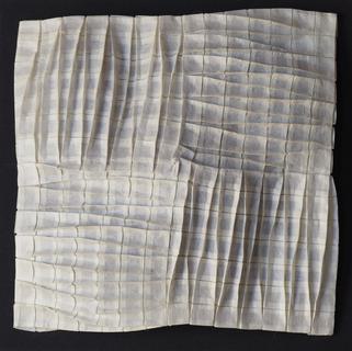 Rearranged twisted pleats. Kozo paper, folding.
