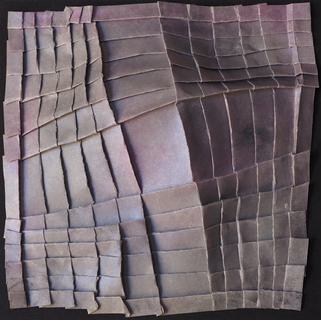Tilting pleats 6 (opalescent). Encaustic on paper, folding.