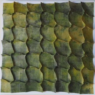 Local curves 2 (raised edges). Encaustic on paper, folding. Sold.