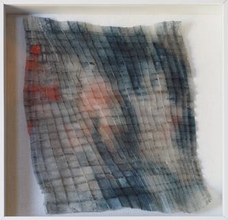 Color field. Encaustic on rayon tissue, folding.