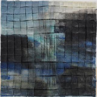 50-50-2025 #2. Encaustic on paper, folding. 15x15cm