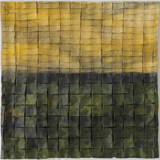 50-50-2025 #5. Encaustic on paper, folding. 15x15cm