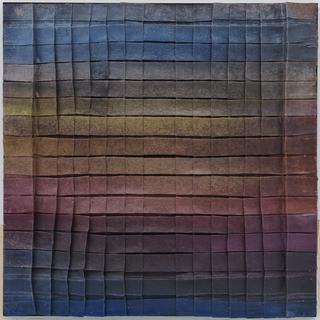 50-50-2025 #6. Encaustic on paper, folding. 15x15cm