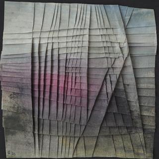 50-50-2025 #16. Encaustic on paper, folding. 15x15cm