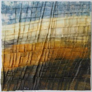 50-50-2025 #17. Encaustic on paper, folding. 15x15cm