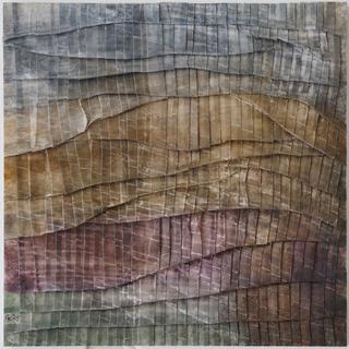 50-50-2025 #18. Encaustic on paper, folding. 15x15cm