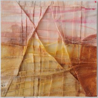 50-50-2025 #19. Encaustic on paper, folding. 15x15cm