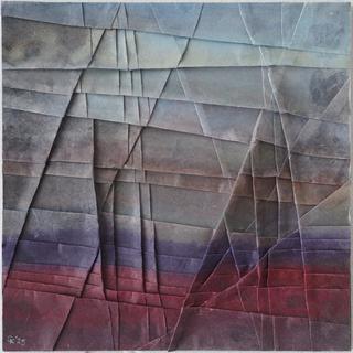 50-50-2025 #20. Encaustic on paper, folding. 15x15cm