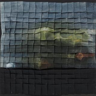 50-50-2025 #23. Encaustic on paper, folding. 15x15cm
