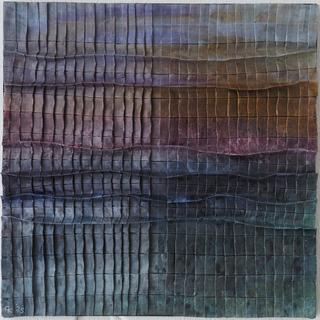 50-50-2025 #24. Encaustic on paper, folding. 15x15cm