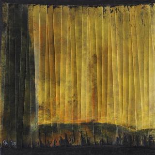 50-50-2025 #25. Encaustic on paper, folding. 15x15cm