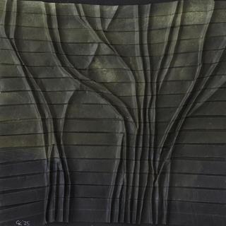 50-50-2025 #27. Encaustic on paper, folding. 15x15cm