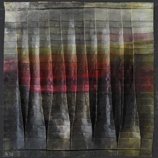 50-50-2025 #28. Encaustic on paper, folding. 15x15cm