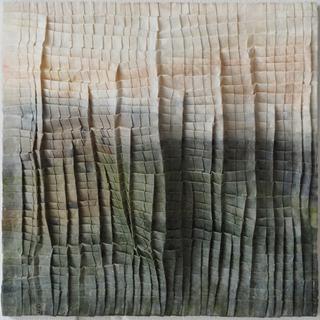 50-50-2025 #30. Encaustic on paper, folding. 15x15cm