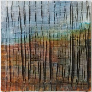 50-50-2025 #34. Encaustic on paper, folding. 15x15cm