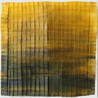50-50-2025 #35. Encaustic on paper, folding. 15x15cm