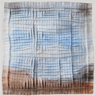50-50-2025 #36. Encaustic on paper, folding. 15x15cm