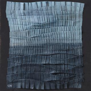 50-50-2025 #37. Encaustic on paper, folding. 15x15cm