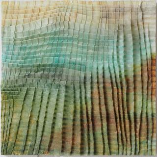 50-50-2025 #42. Encaustic on paper, folding. 15x15cm