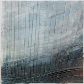 50-50-2025 #43. Encaustic on paper, folding. 15x15cm
