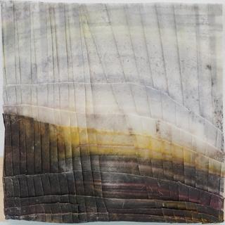 50-50-2025 #44. Encaustic on paper, folding. 15x15cm