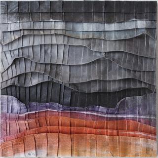50-50-2025 #45. Encaustic on paper, folding. 15x15cm