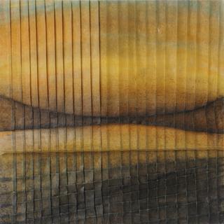 50-50-2025 #50. Encaustic on paper, folding. 15x15cm